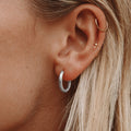 Hammered Hoops Earrings - Silver Colour