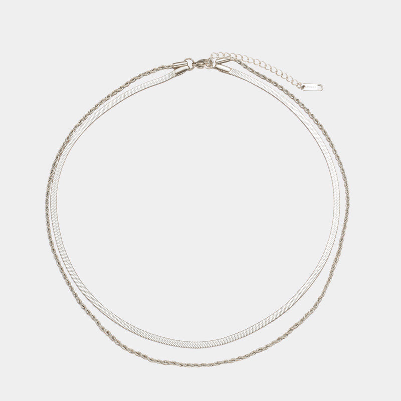 "Ios" Layered Necklace - Silver Colour