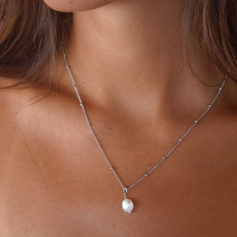 Baroque Pearl Pendant - Silver Colour
