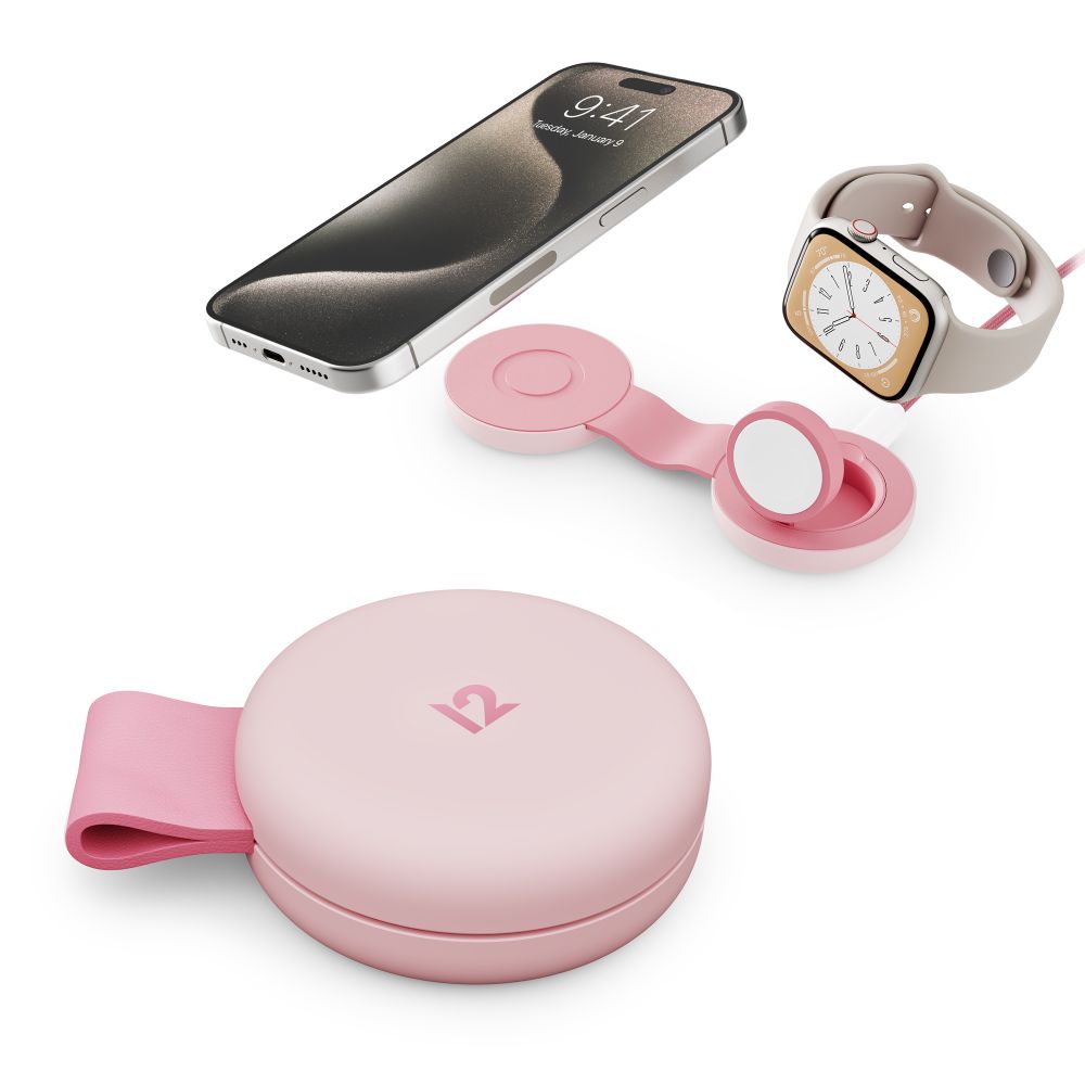 Twelve South ButterFly SE 2-in-1 Qi2 Travel Charger (Pink)