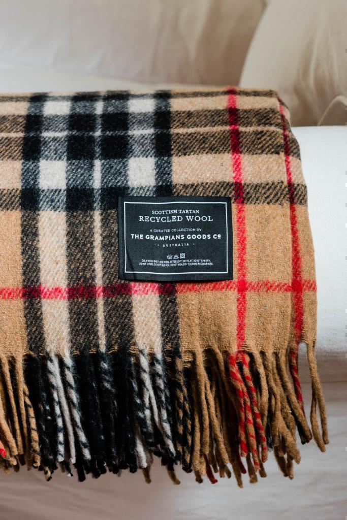 Heritage Collection - Recycled Wool Scottish Tartan Blankets - Camel